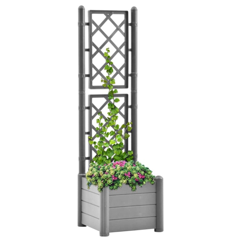 vidaXL Jardinera con enrejado PP gris piedra 43x43x142 cm vidaXL Jardinera con enrejado PP gris piedra 43x43x142 cm