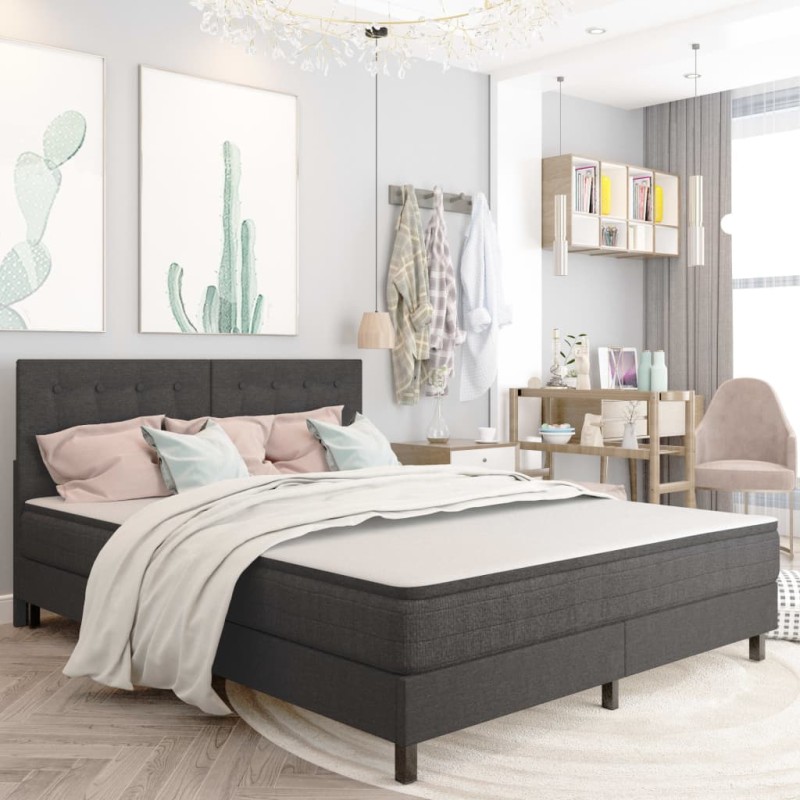 vidaXL Cama box spring tela gris oscuro 160x200 m vidaXL Cama box spring tela gris oscuro 160x200 m
