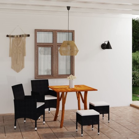 vidaXL Juego de comedor de jardín de 5 piezas negro