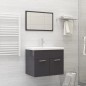 vidaXL Set muebles de baño 2 piezas madera contrachapada gris brillo vidaXL Set muebles de baño 2 piezas madera contrachapada gris brillo