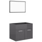 vidaXL Set muebles de baño 2 piezas madera contrachapada gris brillo vidaXL Set muebles de baño 2 piezas madera contrachapada gris brillo