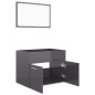 vidaXL Set muebles de baño 2 piezas madera contrachapada gris brillo vidaXL Set muebles de baño 2 piezas madera contrachapada gris brillo