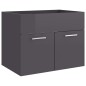 vidaXL Set muebles de baño 2 piezas madera contrachapada gris brillo vidaXL Set muebles de baño 2 piezas madera contrachapada gris brillo