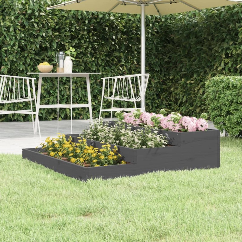 vidaXL Jardinera de madera maciza de pino gris 107x107x27 cm vidaXL Jardinera de madera maciza de pino gris 107x107x27 cm
