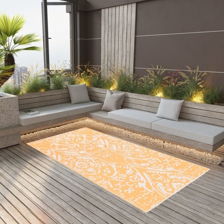 vidaXL Alfombra de exterior PP naranja y blanco 120x180 cm