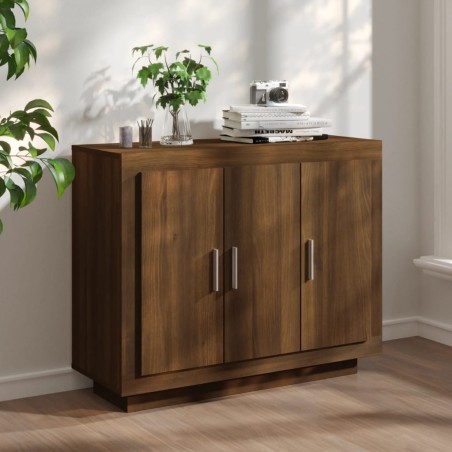 vidaXL Aparador madera contrachapada color roble marrón 92x35x75 cm