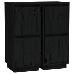 vidaXL Aparador 2 uds madera maciza de pino negro 31,5x34x75 cm