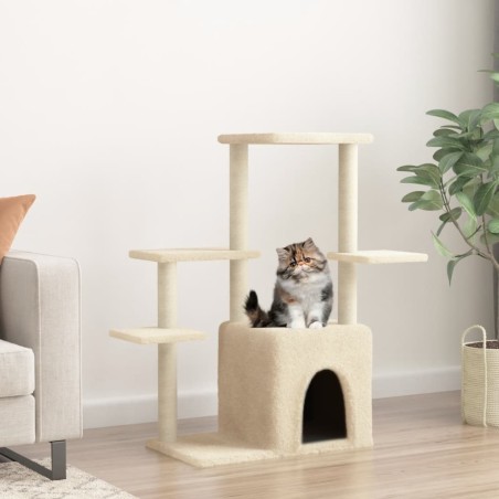vidaXL Rascador para gatos con postes de sisal color crema 97,5 cm