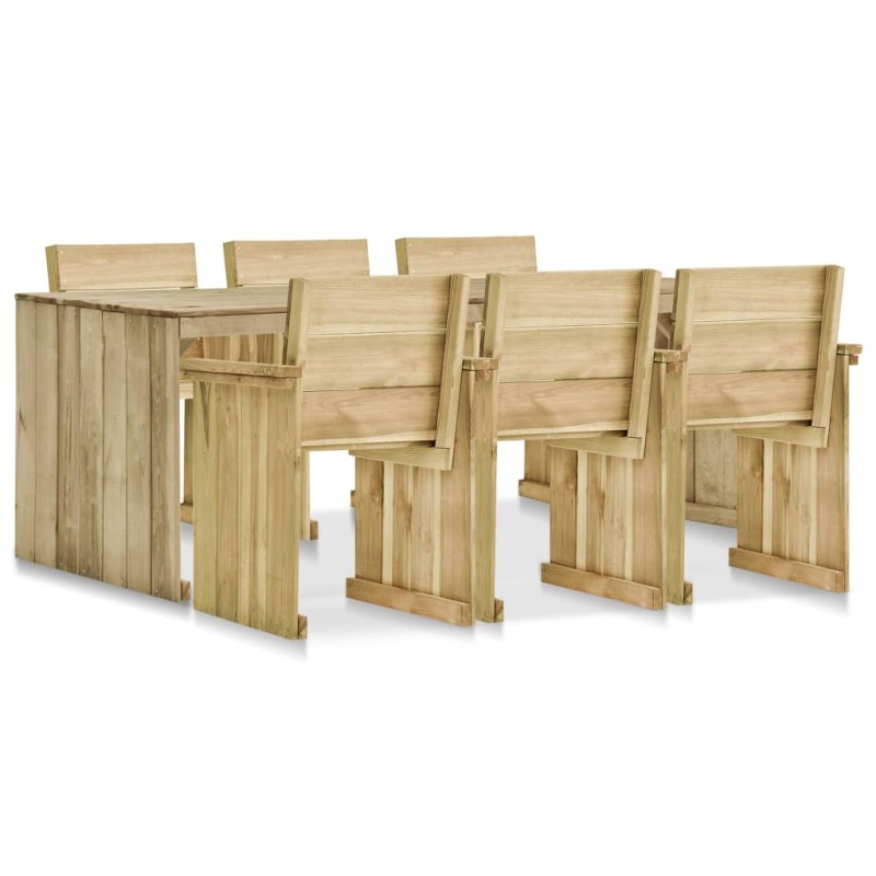 vidaXL Set muebles de comedor de jardín 7 pzas madera pino impregnada vidaXL Set muebles de comedor de jardín 7 pzas madera pino impregnada