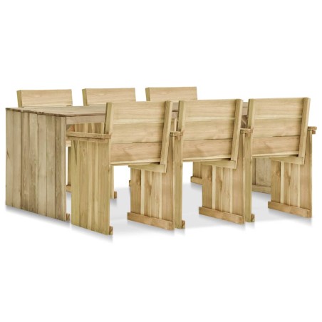 vidaXL Set muebles de comedor de jardín 7 pzas madera pino impregnada 