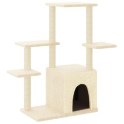 vidaXL Rascador para gatos con postes de sisal color crema 97,5 cm