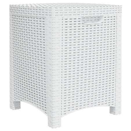 vidaXL Caja de almacenaje de jardín ratán PP blanco 39x39x46 cm