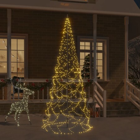 vidaXL Árbol de Navidad en asta de bandera 500 LED blanco cálido 300cm