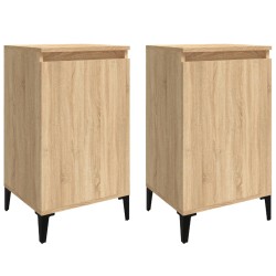 vidaXL Mesitas de noche 2 uds madera contrachapada roble 40x35x70 cm