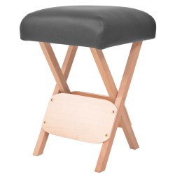  vidaXL Taburete de masaje plegable con asiento 12 cm de grosor negro