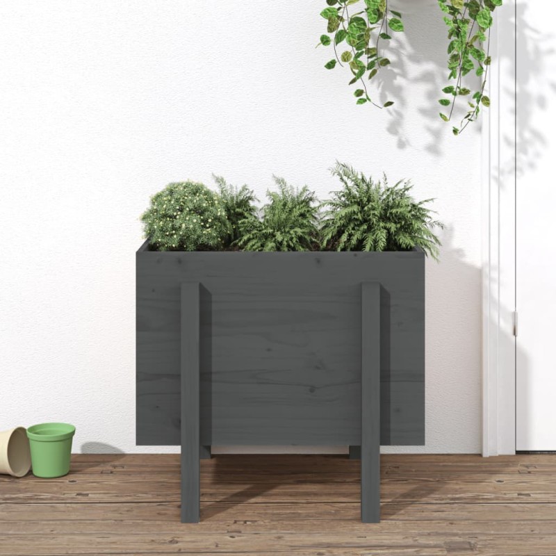 vidaXL Jardinera de madera maciza de pino gris 62x50x57 cm vidaXL Jardinera de madera maciza de pino gris 62x50x57 cm
