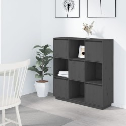 vidaXL Aparador alto de madera maciza de pino gris 110,5x35x117 cm