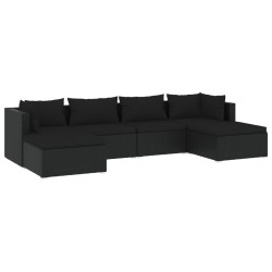 vidaXL Set de muebles de jardín 6 pzas y cojines ratán sintético negro