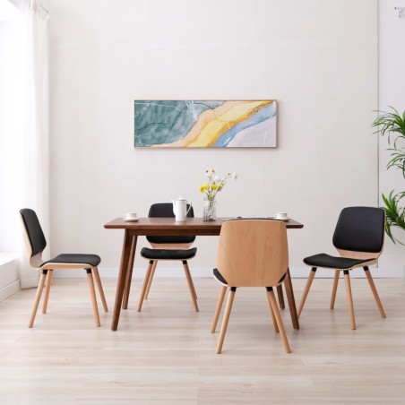 vidaXL Sillas de comedor 4 unidades cuero sintético negro