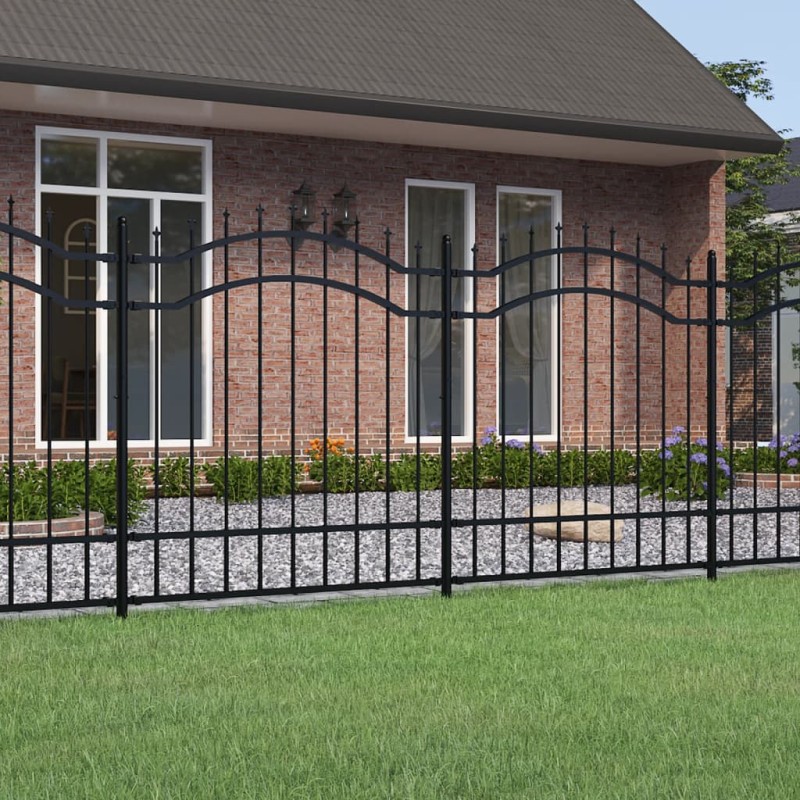 vidaXL Valla de jardín con punta de lanza acero recubierto negro 165cm vidaXL Valla de jardín con punta de lanza acero recubierto negro 165cm