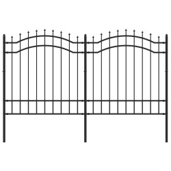 vidaXL Valla de jardín con punta de lanza acero recubierto negro 165cm