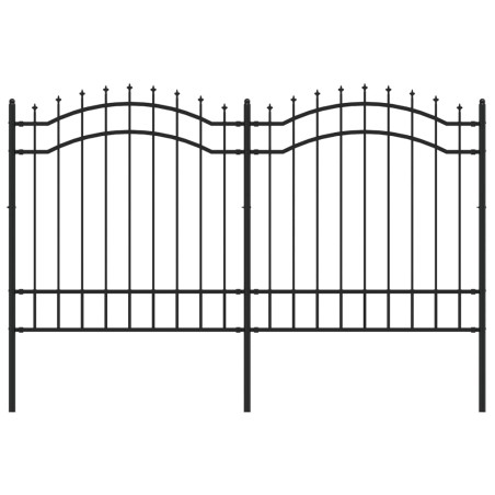 vidaXL Valla de jardín con punta de lanza acero recubierto negro 165cm