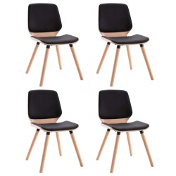 vidaXL Sillas de comedor 4 unidades cuero sintético negro