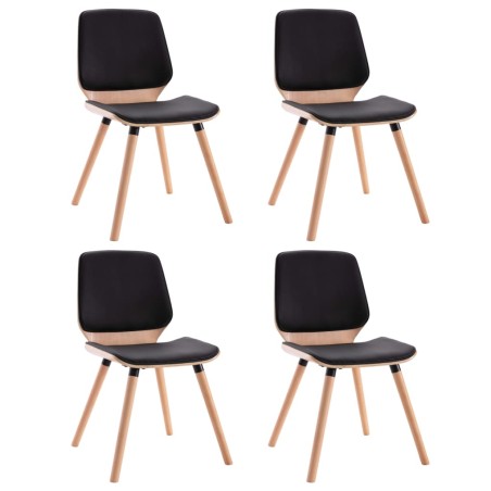 vidaXL Sillas de comedor 4 unidades cuero sintético negro