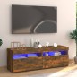 vidaXL Mueble de TV con luces LED roble ahumado 120x35x40 cm