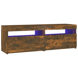 vidaXL Mueble de TV con luces LED roble ahumado 120x35x40 cm