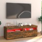 vidaXL Mueble de TV con luces LED roble ahumado 120x35x40 cm