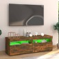 vidaXL Mueble de TV con luces LED roble ahumado 120x35x40 cm
