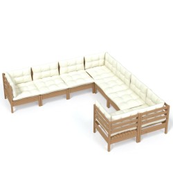 vidaXL Muebles de jardín 8 pzas y cojines madera de pino marrón miel