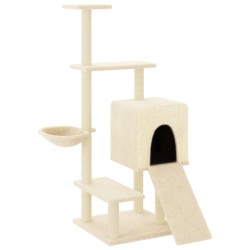 vidaXL Rascador para gatos con postes de sisal color crema 130,5 cm