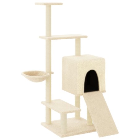 vidaXL Rascador para gatos con postes de sisal color crema 130,5 cm