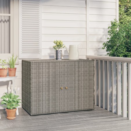 vidaXL Armario de almacenaje de jardín ratán PE gris 100x55,5x80 cm