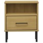 vidaXL Mesita de noche patas de metal madera maciza pino marrón OSLO vidaXL Mesita de noche patas de metal madera maciza pino marrón OSLO