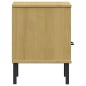 vidaXL Mesita de noche patas de metal madera maciza pino marrón OSLO vidaXL Mesita de noche patas de metal madera maciza pino marrón OSLO