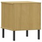 vidaXL Mesita de noche patas de metal madera maciza pino marrón OSLO vidaXL Mesita de noche patas de metal madera maciza pino marrón OSLO