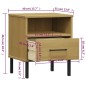 vidaXL Mesita de noche patas de metal madera maciza pino marrón OSLO vidaXL Mesita de noche patas de metal madera maciza pino marrón OSLO