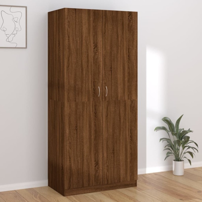 vidaXL Armario madera contrachapada color roble marrón 90x52x200 cm vidaXL Armario madera contrachapada color roble marrón 90x52x200 cm