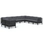vidaXL Muebles de jardín 10 pzas y cojines negro madera maciza de pino vidaXL Muebles de jardín 10 pzas y cojines negro madera maciza de pino