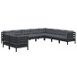 vidaXL Muebles de jardín 10 pzas y cojines negro madera maciza de pino vidaXL Muebles de jardín 10 pzas y cojines negro madera maciza de pino
