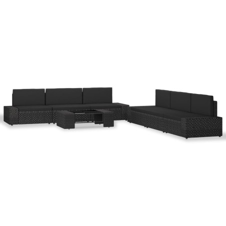vidaXL Juego de muebles de jardín 7 piezas ratán sintético negro
