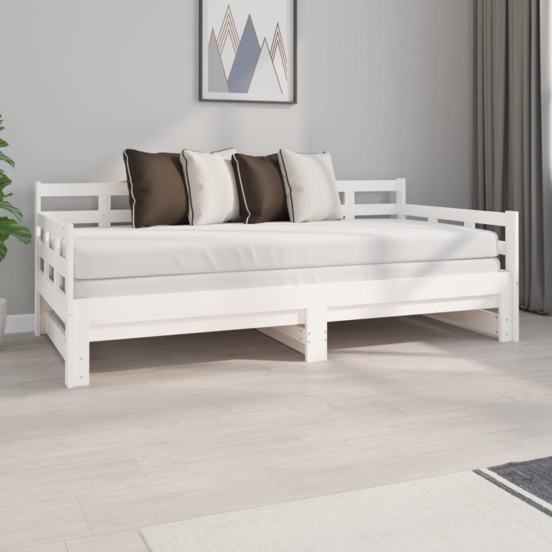 vidaXL Sofá cama extraíble madera maciza de pino blanco 2x(90x190) cm vidaXL Sofá cama extraíble madera maciza de pino blanco 2x(90x190) cm