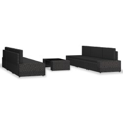 vidaXL Juego de muebles de jardín 7 piezas ratán sintético negro