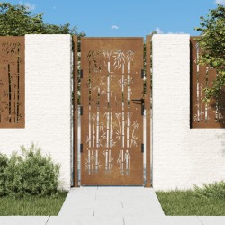 vidaXL Puerta de jardín acero corten diseño bambú 105x180 cm