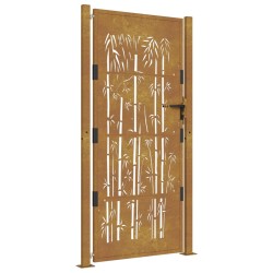 vidaXL Puerta de jardín acero corten diseño bambú 105x180 cm