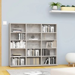 vidaXL Estantería para CD contrachapada gris hormigón 102x23x89,5 cm