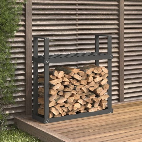 vidaXL Leñero de madera maciza de pino gris 110x35x108,5 cm